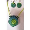 Set zelený hexagon a náušnice