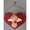 Andělské srdce červené s mandalou