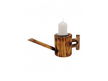 Dřevěná dekorativní konvička se svíčkou