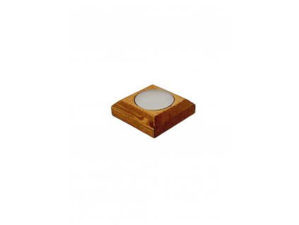 Dřevěný svícen malý na čajovou svíčku - 6 x 6 x 1,8 cm 10/H