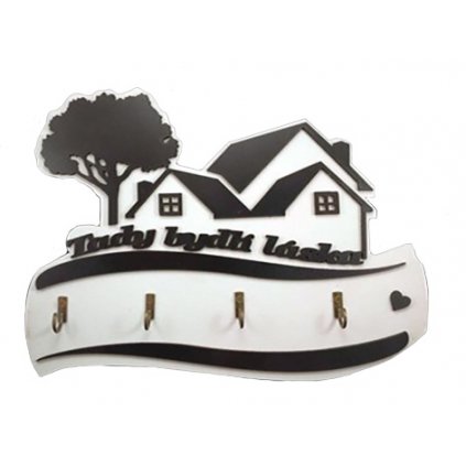 Věšák na klíče "Tady bydlí láska" bílý