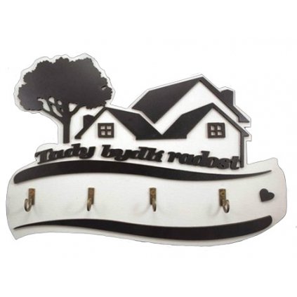 Věšák na klíče "Tady bydlí radost" bílý