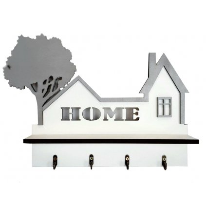 Věšák na klíče "HOME" šedý