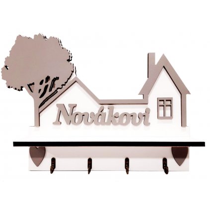 Věšák na klíče "DŮM A SRDÍČKA"