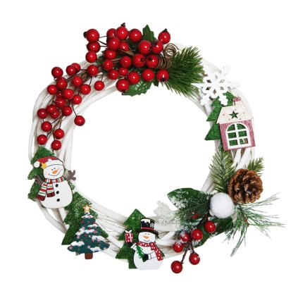 Dekorativní věnec Vánoční se sněhuláky