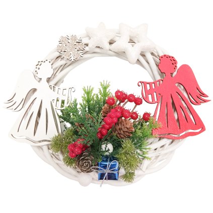 Vánoční věnec z proutí zpěváci andělé