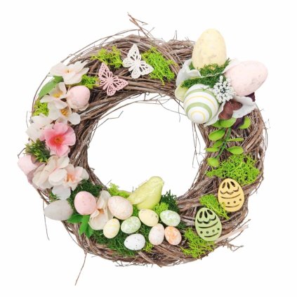 Velikonoční věnec na pověšení s ptačkem  věnec na pověšení s ptačkem