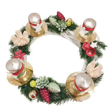 Adventní věnec tradiční se zlatými svíčkami  Adventní věnec tradiční