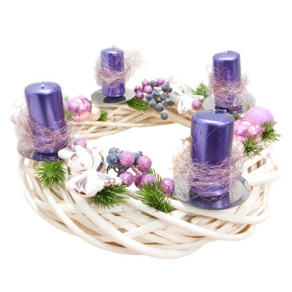 Fialovy adventni svícen na 4 svíčky  Fialovy adventni svícen na 4 svíčky