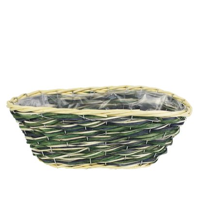 Obal oválný zelený  Proutěný obal s plastem