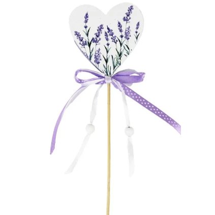 Zápich srdce levandule s mašli  Zápich srdce levandule s mašli