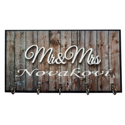 Věšák na klíče Mr & Mrs