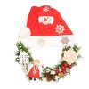 Vánoční věnec s červeným kulichem a sněhulákem  Vánoční věnec