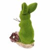 Zelená sametová socha králíka s větvíčkou vrby  socha králíka s větvíčkou vrby 40cm