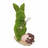 Zelená sametová socha králíka s větvíčkou vrby  socha králíka s větvíčkou vrby 40cm