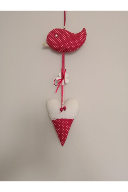 Závěs ptáček a srdíčko