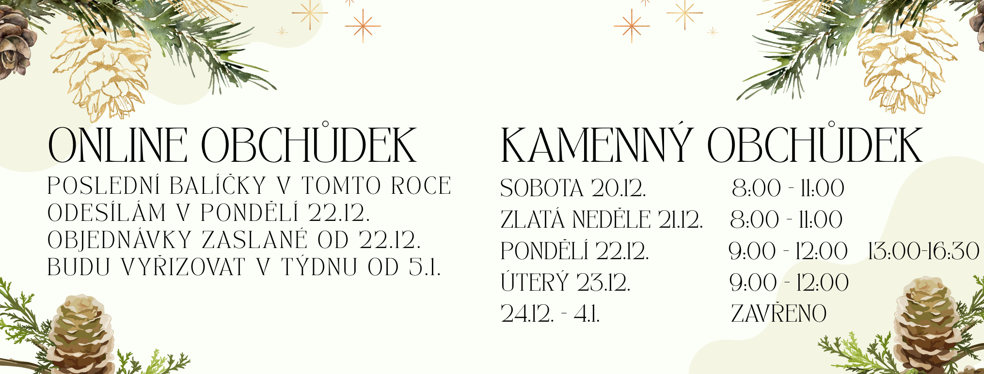 Otevírací doba prosinec