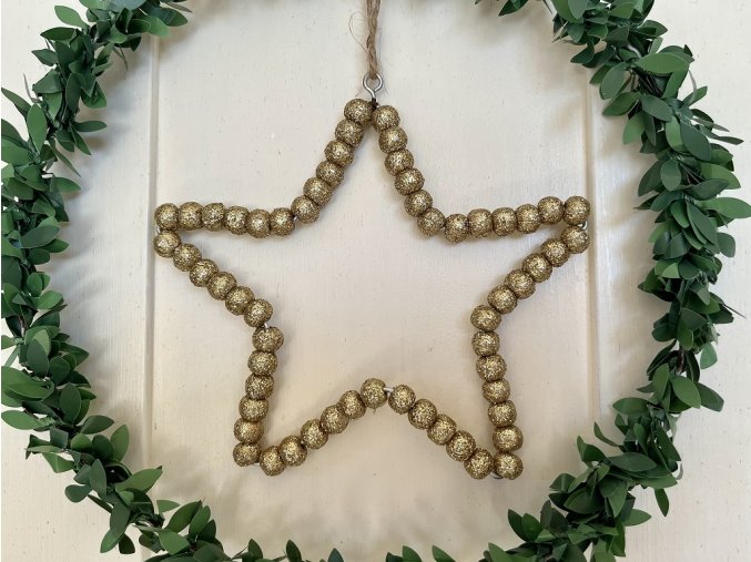 Zlatá hvězda s korálky - 2 velikosti