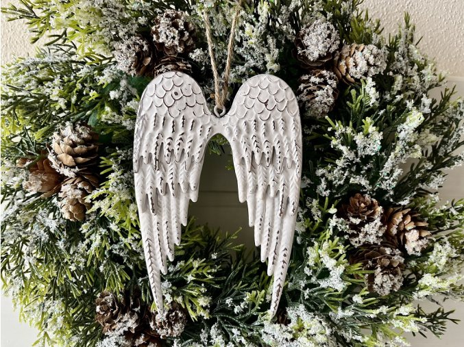 Závěsná dekorace bílá andělská křídla