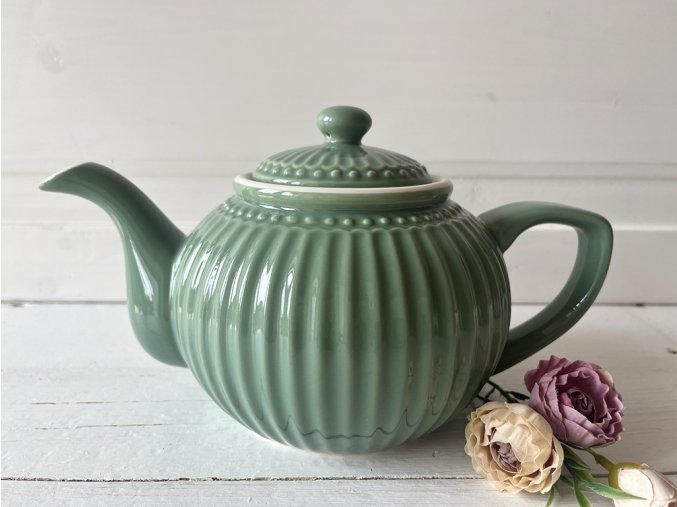 Cajova konvice GreenGate Alice dusty green 2