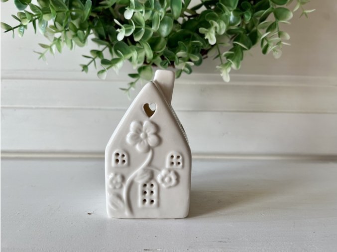 Bílé jarní keramické LED domečky 3