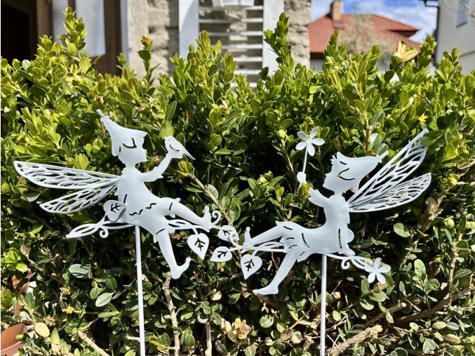 Bílý kovový zápich elf - 2 varianty