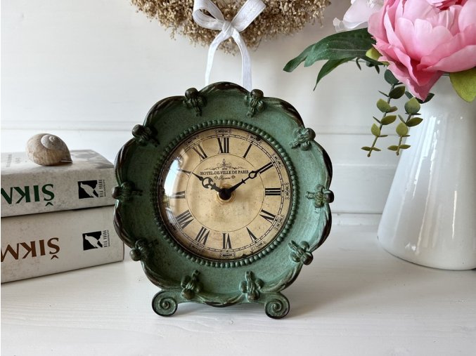 Zelené stolní hodiny ve tvaru květu Ville de Paris 2