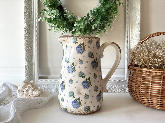 Keramický džbán s květy hortenzie L