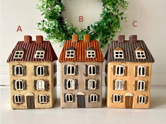 Keramický svícen domeček - 3 varianty