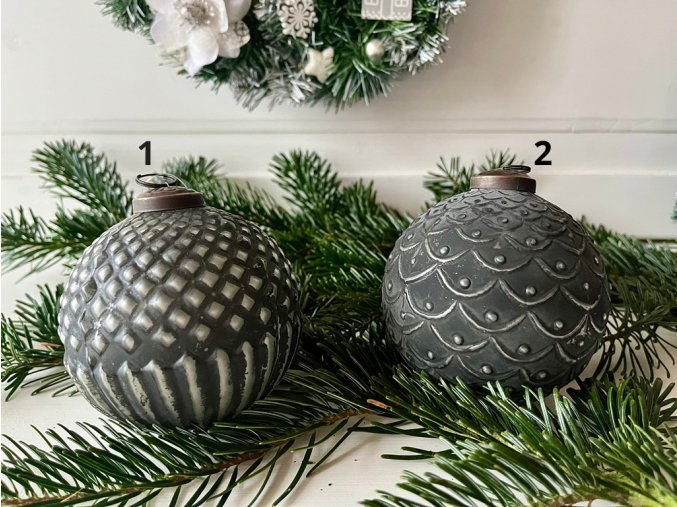 Granitová antik skleněná vánoční ozdoba