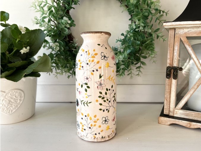 Béžová antik váza se žlutými kvítky Ylla