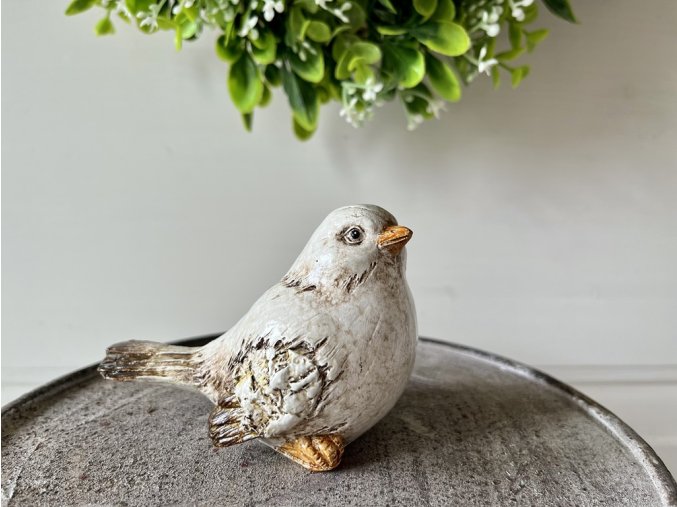 Dekorace ptáček krémový 2