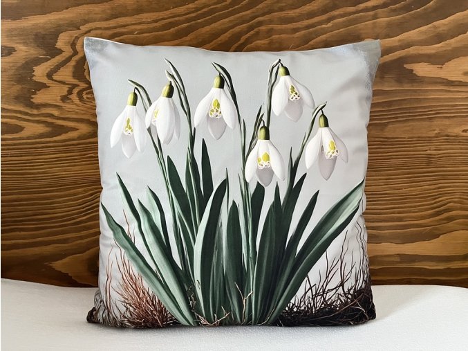 Jarní povlak na polštář se sněženkami 1