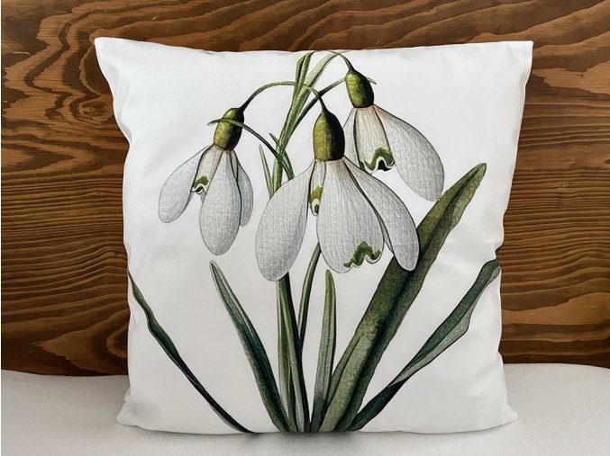 Jarní povlak na polštář se sněženkami