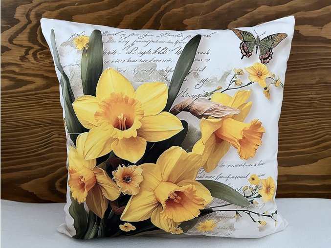 Jarní povlak na polštář narcisy 45 x 45 cm - 4 varianty
