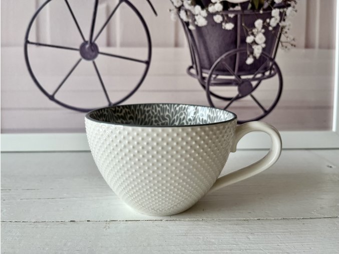 Porcelánový hrnek s ornamenty uvnitř Arés Grey