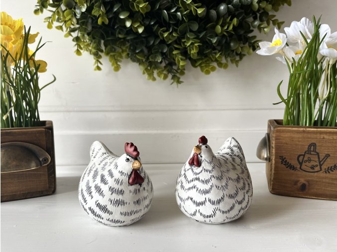 Dekorace slepička bílo černá