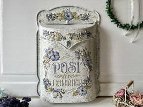 Krémová retro poštovní schránka s květy Post Courier 1