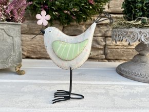 Plechovy ptacek vetsi kremovy