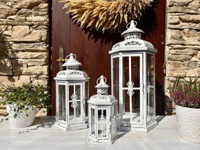 B�l� kovov� lucerna - 3 velikosti