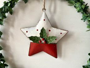 Závěsná kovová hvězda s cesmínou