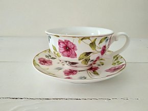 Kvetovany porcelanovy salek s podsalkem II