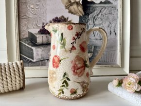 Keramický džbán s růžovými květy Olia