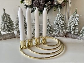 Zlatý adventní kovový svícen 1