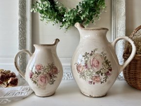 Béžový keramický džbán s růžemi Rosien 1