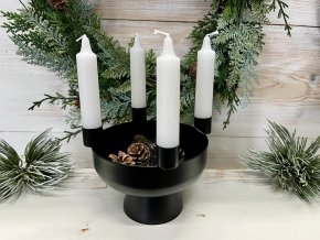 Černý adventní kovový svícen 4