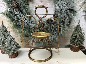 Zlatý antik kovový svícen Anděl 1