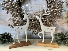 Dekorace kovový jelen na podstavci větší