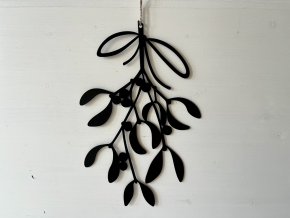 Závěsná dekorace kovové černé jmelí