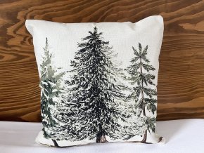 Zimní povlak na polštář stromky 45 x 45 cm